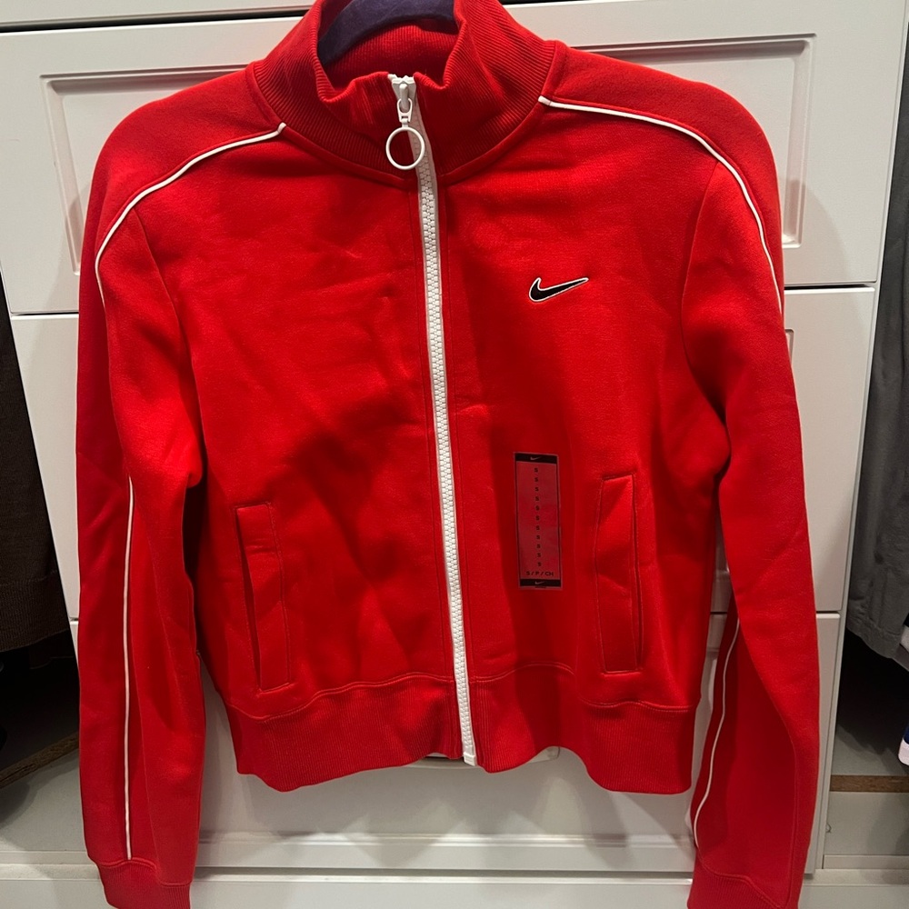 Nike Women's Orange/Red zip up sweatshirt Jacket; small